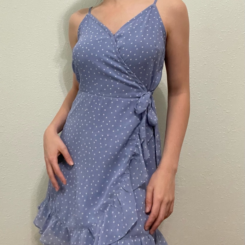 blue hollister wrap dress